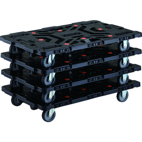 【直送】【代引不可】 TRUSCO(トラスコ) 連結式樹脂製平台車 ビートル 900X600 自在3輪 マトメ買イ4台  BT900J3-E100-M4の通販は