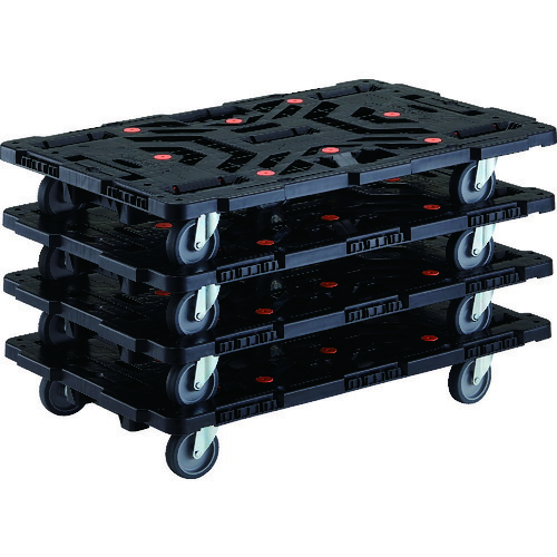 【直送】【代引不可】 TRUSCO(トラスコ) 連結式樹脂製平台車 ビートル 900X600 自在5輪 マトメ買イ4台  BT900J5-E100-M4の通販は 24,491円