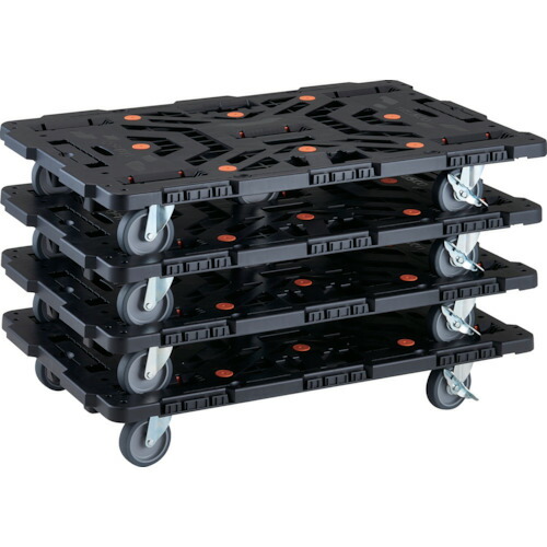 TRUSCO(トラスコ) 連結式樹脂製平台車 ビートル 900X600 自在5輪 内2輪ストッパー付 まとめ買い4台 BT900J5S2-E100-M4の通販は 25,784円