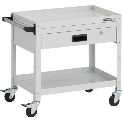 TRUSCO(トラスコ) ラビットワゴン 600X400XH600  2段 1段引出 ハンドル付 ゴム車輪 W色 RBW-662VH Wの通販は 27,278円
