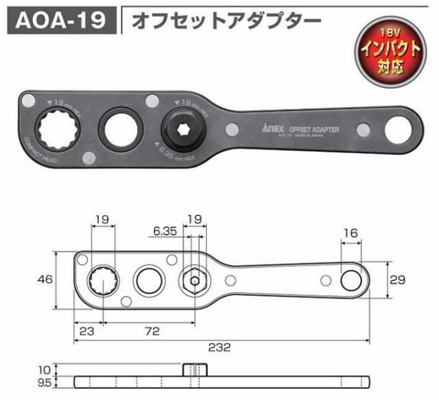 ANEX(兼古製作所) オフセットアダプター AOA-19の通販は