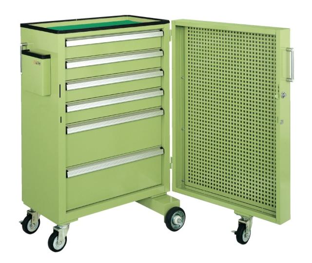 【直送】【代引不可】サカエ(SAKAE) キャビネットワゴンスイングドア付 700X400X1095 グリーン CW-SD1Nの通販は