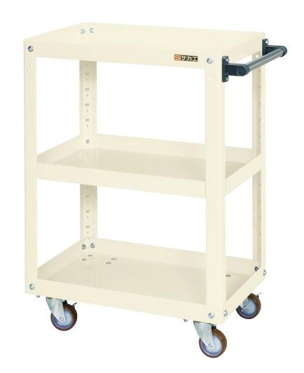 【直送】【代引不可】サカエ(SAKAE) スーパーワゴン 3段 600X400X880 自在2固定2φ75ナイロン車 アイボリー EMR-150NUI 19,497円