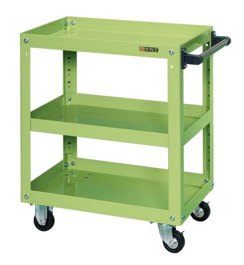 【直送】【代引不可】サカエ(SAKAE) スーパーワゴン 3段 600X400X740 自在2固定2φ75ナイロン車 グリーン EMR-157NU 20,002円