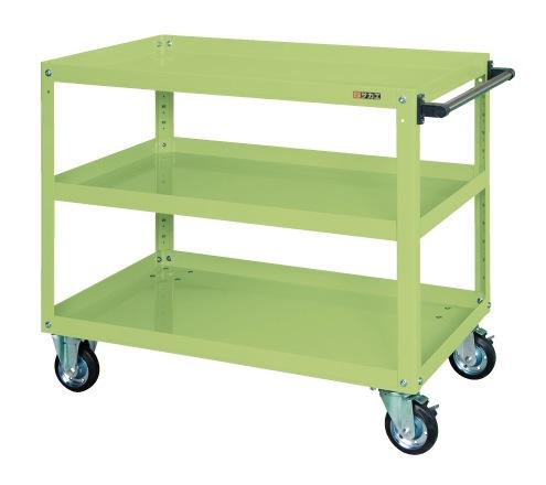 【直送】【代引不可】サカエ(SAKAE) スーパーワゴン 3段 1000X650X880 自在2固定2φ125ナイロン車 グリーン ESR-600NUの通販は 66,513円