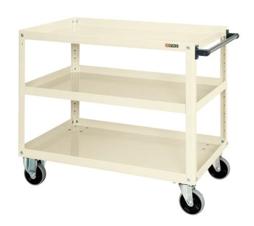【直送】【代引不可】サカエ(SAKAE) スーパーワゴン 3段 1000X650X880 自在2固定2φ125ゴム車 アイボリー ESR-600Iの通販は 63,424円