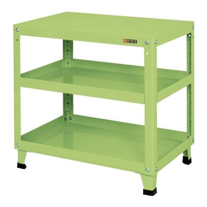 【直送】【代引不可】サカエ(SAKAE) スーパーワゴン 3段 固定 750X500X740 グリーン KN-207