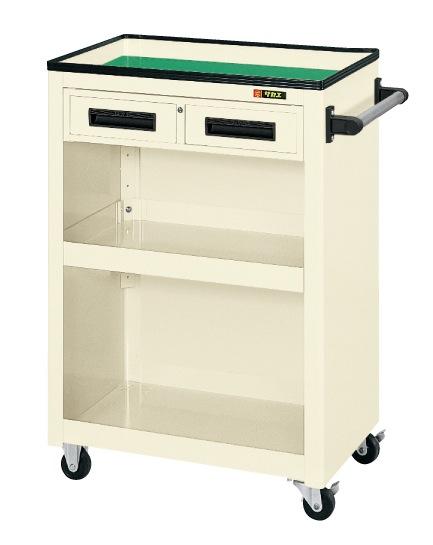 【直送】【代引不可】サカエ(SAKAE) パネルワゴン 3段 天板皿型背板・引出し付 605X405X880 アイボリー PMW-5CIの通販は 61,983円