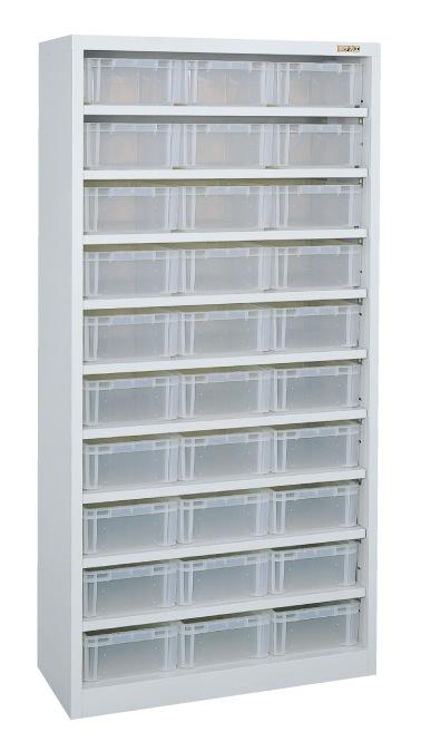 【直送】【代引不可】サカエ(SAKAE) コンテナラック 透明コンテナ付 900X380X1800 SCR-180Cの通販は 72,658円