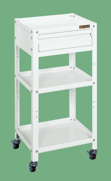 【直送】【代引不可】サカエ(SAKAE) スペシャルワゴン引出し付 400X330X810 3段 パールホワイト SPE-11Wの通販は