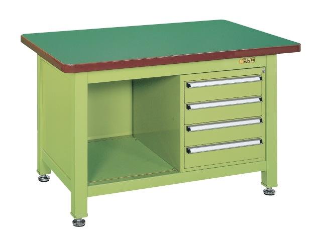 【直送】【代引不可】サカエ(SAKAE) 超重量作業台W キャビネット付 1200X800X740 本体グリーン サカエリューム天板グリーン WF-2F4Bの通販は