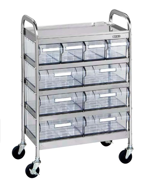 【直送】【代引不可】サカエ(SAKAE) ステンレスCSワゴン透明ボックス付(SUS430) CSD-46RSUの通販は 44,208円