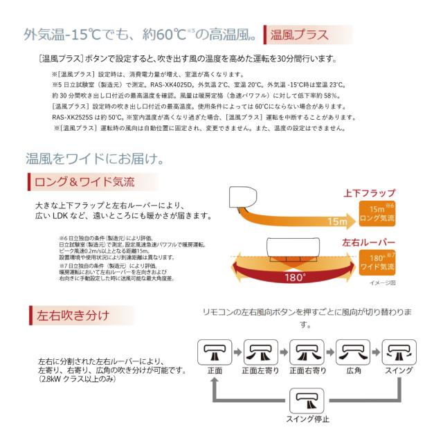 【】日立《RAS-XK7125D W》 (RAS-XK7125D-W + RAC-XK7125D)単200V 23畳･R07 .(RAS-XK71R2-Wの後継) : ﾙｰﾑｴｱｺﾝ 寒冷地ﾒｶﾞ暖 冷除湿･XKｼﾘｰｽﾞ∴白くまくん HITACHI しろくまくん