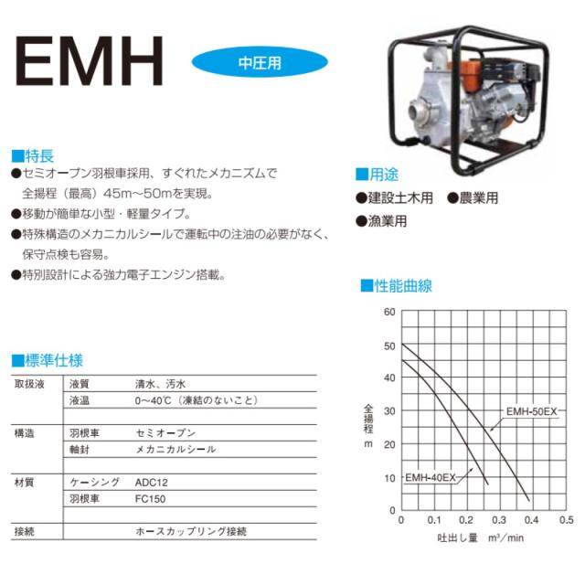 【】寺田ﾎﾟﾝﾌﾟ製造所 EMH-50GB : ｾﾙﾌﾟﾗ中圧用ｴﾝｼﾞﾝﾎﾟﾝﾌﾟEMH  50A∴