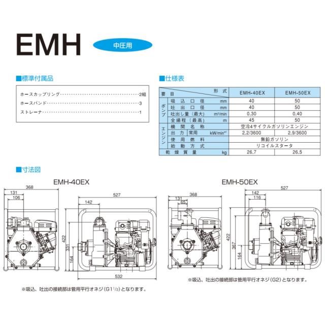 【】寺田ﾎﾟﾝﾌﾟ製造所 EMH-50GB : ｾﾙﾌﾟﾗ中圧用ｴﾝｼﾞﾝﾎﾟﾝﾌﾟEMH  50A∴