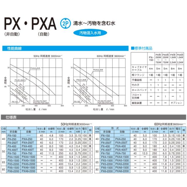 【】寺田ﾎﾟﾝﾌﾟ製作所 PXA-250 : 汚物水中ﾎﾟﾝﾌﾟPXA 自動 60Hz 40A新素材∴井戸 汲み上げ 揚水･池 雨水 合併 浄化槽 雑 排水槽 残水 ﾎﾟﾝﾌﾟｱｯﾌﾟ槽･残水 槽_2