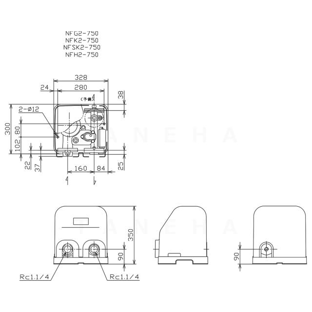 【】川本製作所 NFH2-750     32A  L/min   m 三200V 750w : ｲﾝﾊﾞｰﾀｰ給湯加圧ﾎﾟﾝﾌﾟ 85℃ 単独∴_4