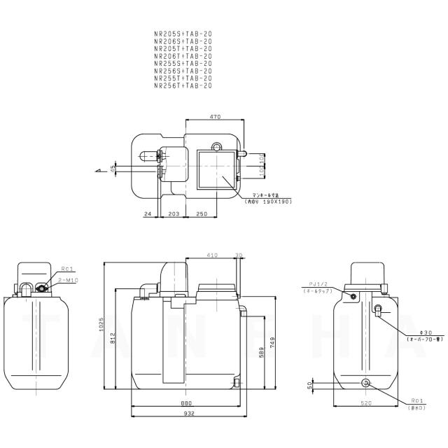 【】川本製作所 NR206S+TAB-20+付属品ｾｯﾄ付        単相200w . : ﾎｰﾑﾎﾟﾝﾌﾟ ｶﾜｴｰｽ    200L PP受水槽付∴川本ﾎﾟﾝﾌﾟ ﾀﾝｸ付_1