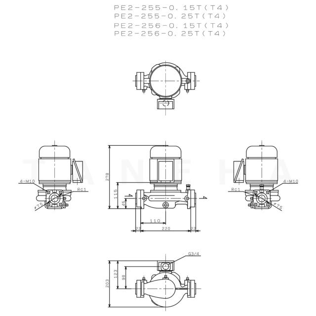 【】川本製作所 PE2-256-0.15T (60HZ) 25A 三相200V 150w : Pﾗｲﾝﾎﾟﾝﾌﾟ PE(2)形∴川本ﾎﾟﾝﾌﾟ_1