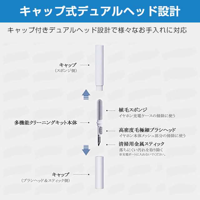 イヤホンクリーニング イヤホンクリーニングツール イヤホン掃除 3-in-1 植毛スポンジ ソフトブラシ 綿棒 汚れ落とし コンパクト 軽量  持の通販はau PAY マーケット - keigostore