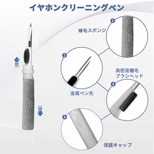 イヤホンクリーニング イヤホンクリーニングツール イヤホン掃除 3-in-1 植毛スポンジ ソフトブラシ 綿棒 汚れ落とし コンパクト 軽量  持の通販はau PAY マーケット - keigostore