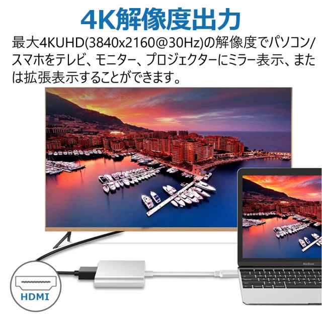 USB Type C HDMI 変換ケーブル Type C HDMI 変換アダプター 4k解像度 高画質 スマホ テレビ 接続 ケーブル Switch/ MacBook/Galaxy対応の通販はau PAY マーケット - 哲也卸屋