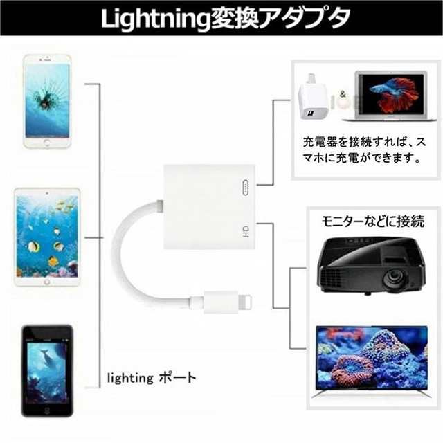 2000円値引き！」Lightning Digital AVアダプタ HDMI 変換ケーブル【iPhone充電ケーブル特典付】 lightning  hdmi 変換 アダプタ 1080P の通販はau PAY マーケット - fashion Line