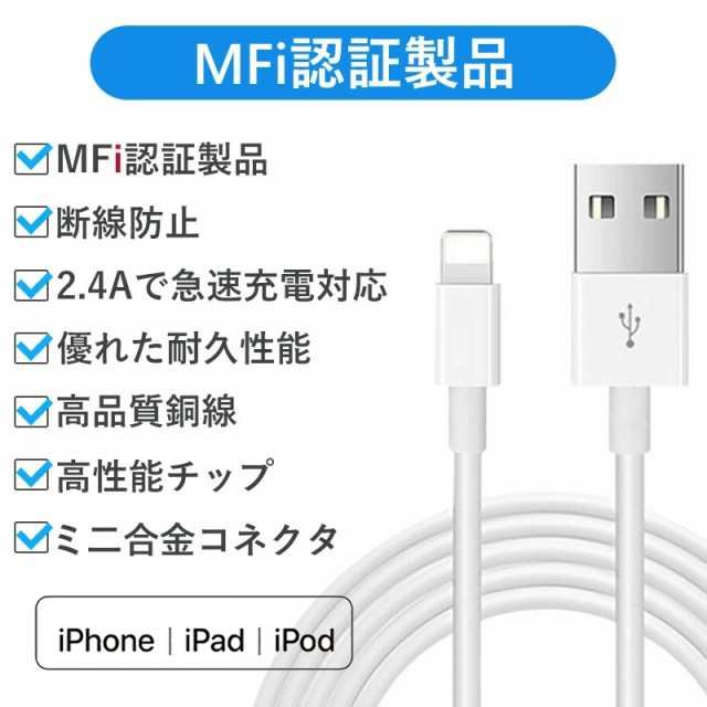 充電ケーブル iPhoneケーブル ケーブル 1.5m アイフォン充電ケーブル L字 USBケーブル iPad用 iPhone用 L型 データ伝送 急速充電 ナイロン 断線防止 充電器