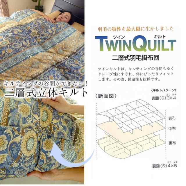 超増量1.4kg 羽毛布団 シングルロング 150×210 日本製 二層式立体