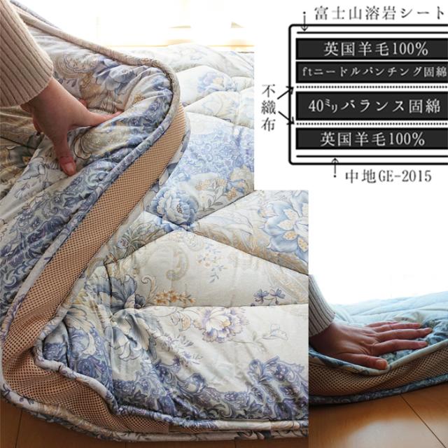 日本製 マチ付き羊毛多層敷きふとん シングル 羊毛敷き布団 固綿多層敷ふとん 英国羊毛 富士山溶岩 100×210cm OKT-ザクトDX No.37_2