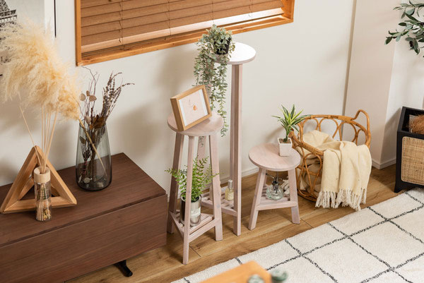 プランターベース Lサイズ（1点単品）GUY-923 プランタースタンド 高さ90cm おしゃれ 花台 木製 形 棚付き 観葉植物_8