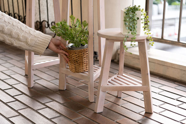 プランターベース Lサイズ（1点単品）GUY-923 プランタースタンド 高さ90cm おしゃれ 花台 木製 形 棚付き 観葉植物_9