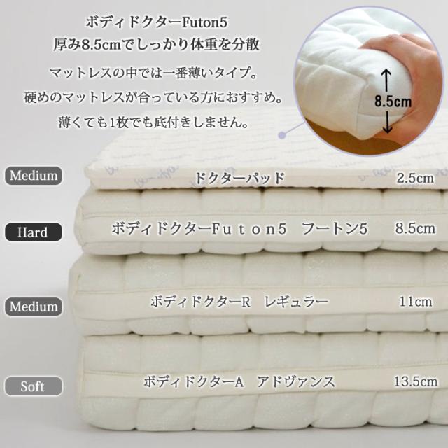 ボディドクターFuton5 フートン5 セミダブル 厚み8.5cm 体になじむ弾力性と柔らかさを合わせ持った 天然素材100％ラテックスフォーム 敷き布団 フトン5 正規品 5年保証_10