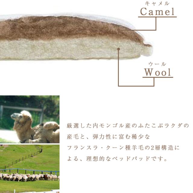 フランスベッド キャメル＆ウールベッドパッド キング 天竺ニット 日本製 敷きパッド 敷パッド 195×195ｃｍ 035996830_1