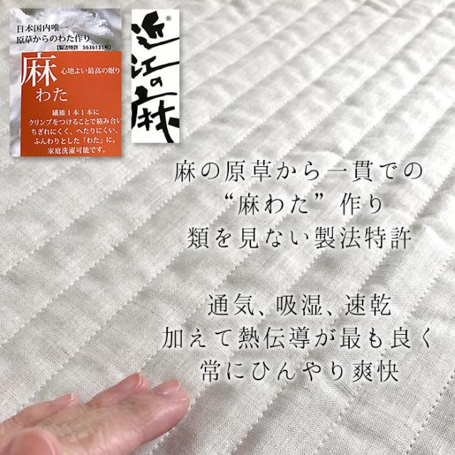 送料無料 近江麻パットシーツ ちとせ 日本製 近江産 麻 シングル 100×205cm 夏物 洗える 敷きパッド 京都金桝 PS100G_1