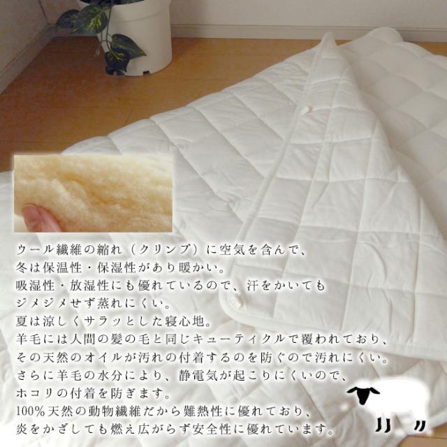 日本製 プレミアムウール 肌掛け布団 ベビーサイズ 95×120cm 肌布団 肌ふとん 肌掛けふとん 洗えるウール 吸湿 DW-K-006BY_2