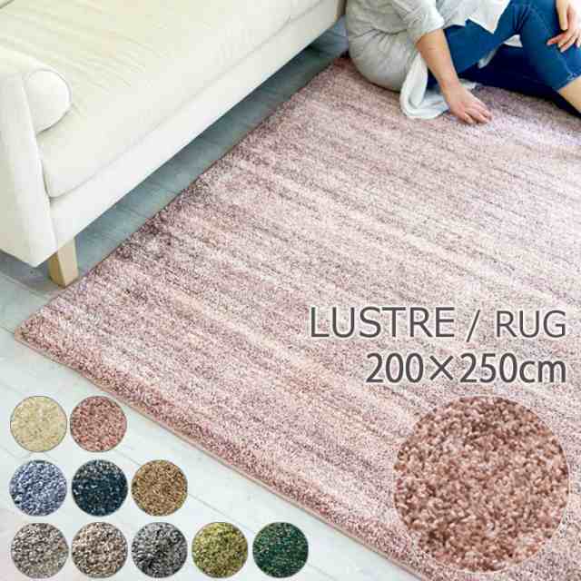 ラグ シャギー ラグマット リュストル 200×250cm 長方形 LUSTRE 防音 防ダニ 防炎 床暖対応 多機能カーペット 10色 日本製 SUMINOE