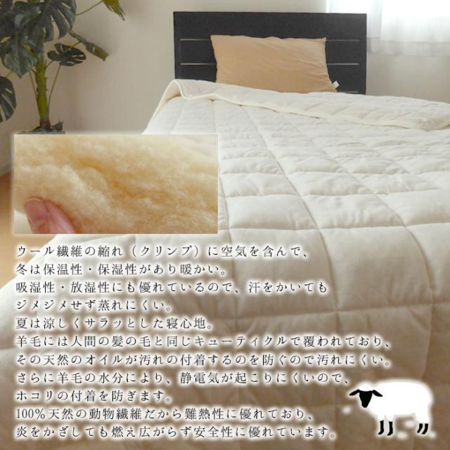日本製 プレミアムウール 肌掛け布団 シングルロング 150×210cm 肌布団 肌ふとん 肌掛けふとん 洗えるウール DW-K-002SL_2