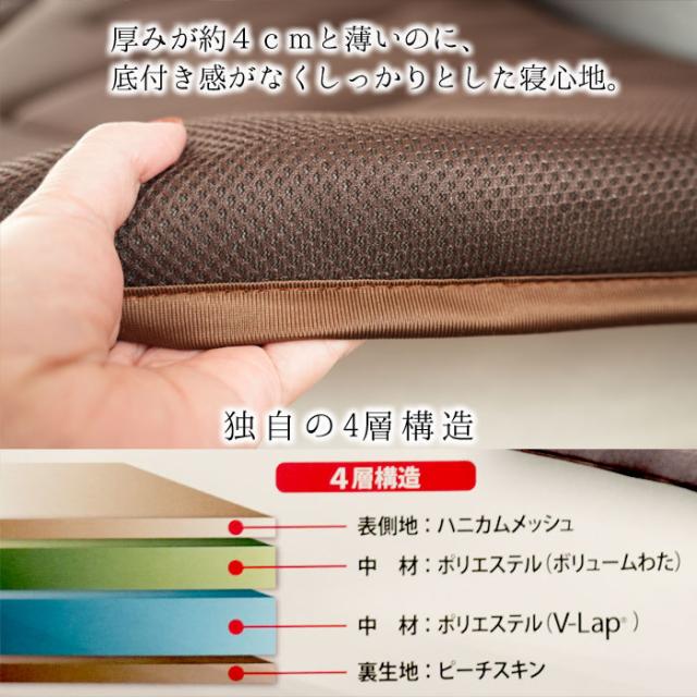 V-LAP 軽量ボリューム敷きふとん 敷布団 シングル 100×200cm マットレス 敷き布団 日本製 体圧分散 テイジン 帝人 VLAP KW71907_3