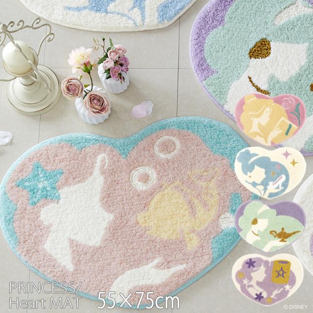 ディズニー マット プリンセス／ハートマット 55×75cm 防ダニ 滑り止め加工 玄関マット 洗える 日本製 スミノエ DMT-4101 DMT-4102 DMT-4103 DMT-4104 DMT-4105