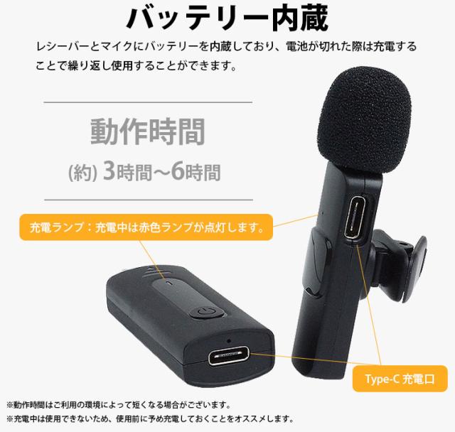 ピンマイク 2個入り ワイヤレス レシーバー付属 3.5mm 無指向性 全指向