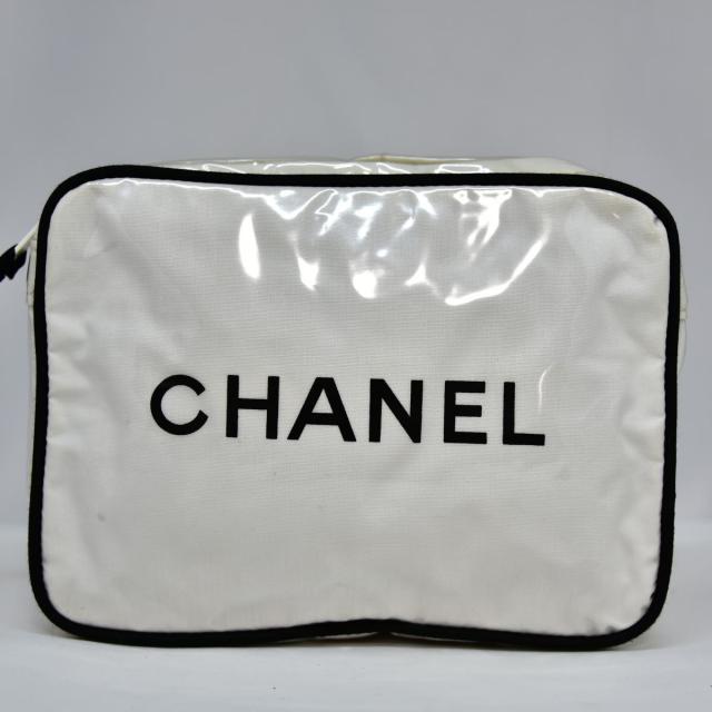 鑑定済 正規品 極美品 シャネル CHANEL 化粧ポーチ トラベルポーチ コスメポーチ ホワイト ブラック レディース 即日配送 K479-30の通販は 11,513円
