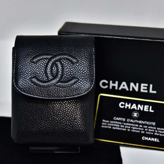 極美品 鑑定済 シャネル CHANEL シガレットケース A13511 キャビアスキン 小物入れ タグあり ロゴ フラップ収納 箱・Gカード・袋  k394-24｜au PAY マーケット