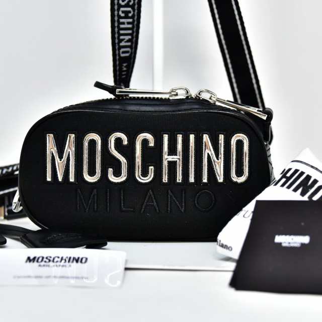 ほぼ新品 鑑定済 MOSCHINO モスキーノ ボディバッグ ショルダーバッグ ブラック＆シルバー 即日配送 K269-28