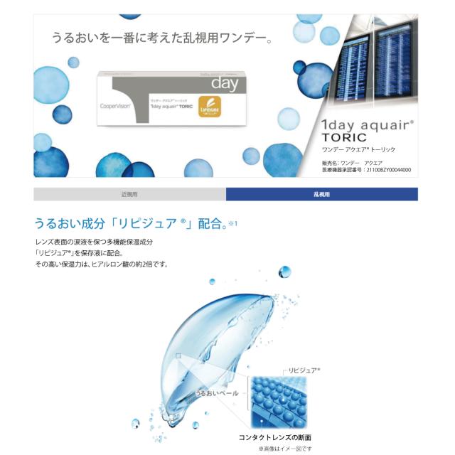 乱視用 クーパービジョン ワンデー アクエア トーリック 30枚入 4箱セット コンタクトレンズ cooper vision 1day aquair toric