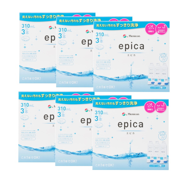 メニコン エピカ 310mL 3本×6箱（18本セット） 送料無料 ソフトコンタクトレンズ ケア用品 MPS すすぎ 洗浄 保存