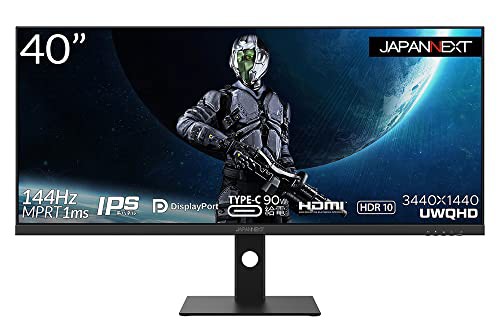 JAPANNEXT 40インチ IPS系パネル UWQHD解像度（3440x1440）対応、144Hz ウルトラワイドゲーミングモニター JN-