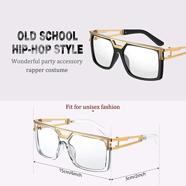 サングラス 80年代 90年代 ヒップホップ サングラス ヴィンテージ ラッパー Dj メガネ ヒッピー メガネ ユニセックス ブラッククリア の通販はau Pay マーケット クルリンストア