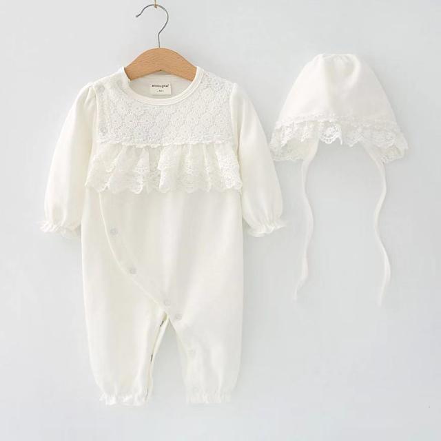 子供服 ベビー服 ベビーセレモニードレス ベビーフォーマル ハーフバースデー 帽子付き2点セット 長袖 ホワイト ベビー服 赤ちゃん 出産の通販はau Pay マーケット Cocobaby