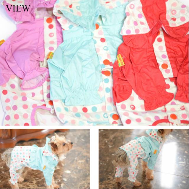 犬 服 レインコート ドット柄 フリル つなぎ ドッグウエア トイプードル チワワ ヨークシャテリア Mダックスなどの小型犬 猫用 ペットウの通販はau Pay マーケット Hapi Co
